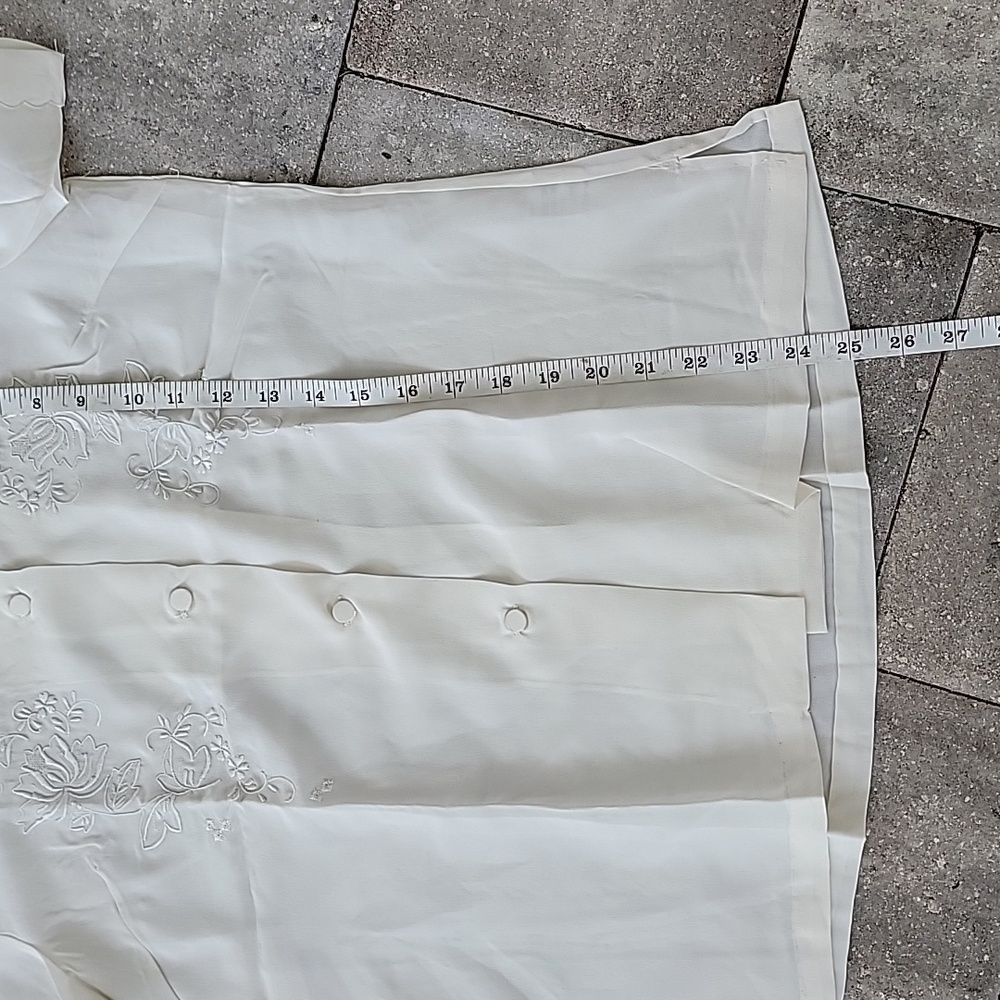 Vintage Chinese Hand-Made Embroidered Silk Short Sleeve Blouse Sz L Ivory - Picture 10 of 11